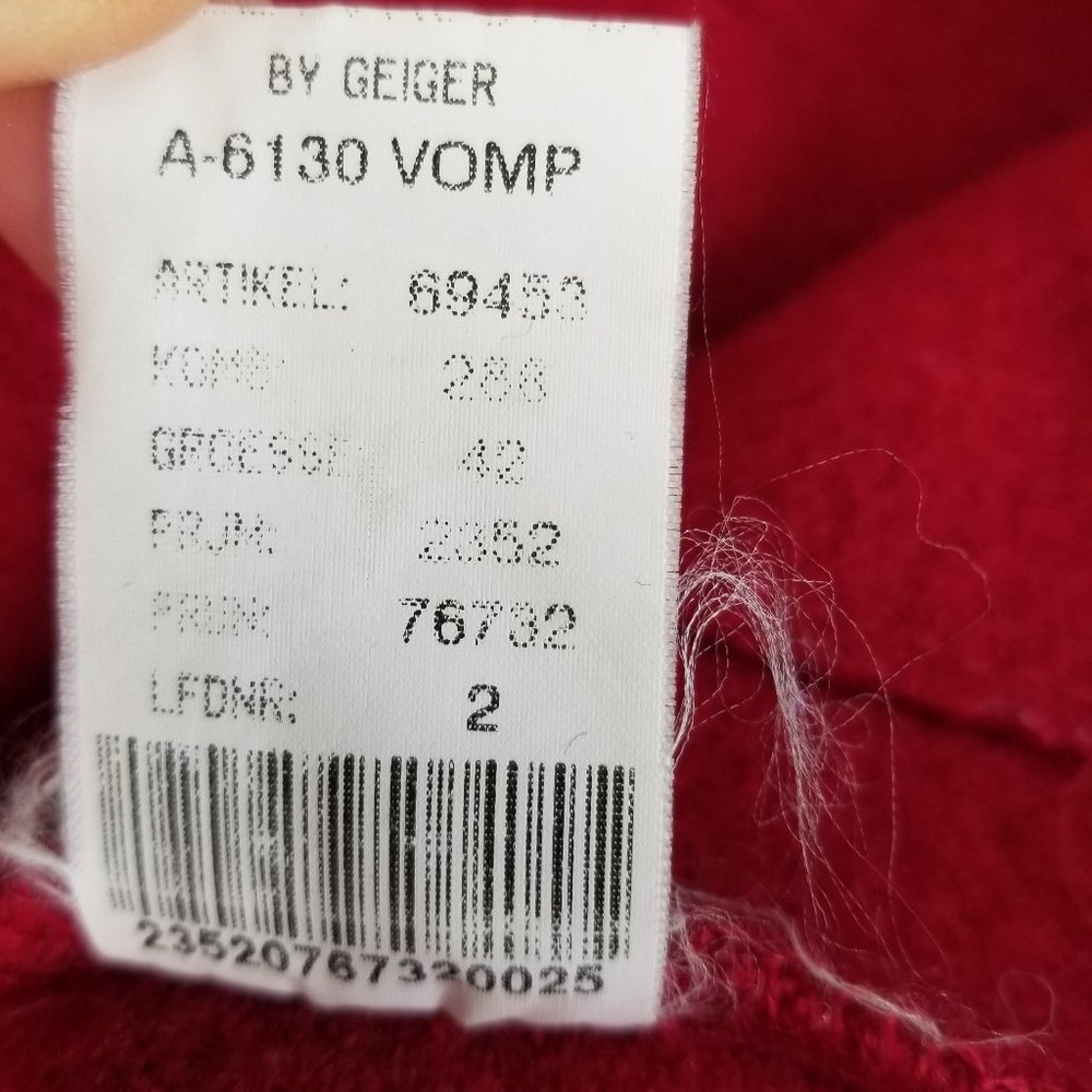 Geiger Collections 42 Red Long Button Front Wool … - image 4